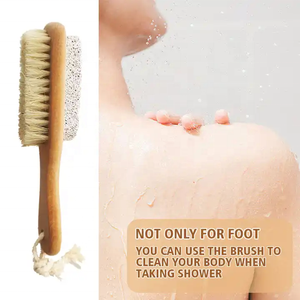 Exfoliante de Pies con Cerdas Naturales, Cepillo para Pies con Mango de Madera, Cepillo para Pies con Piedra Pómez para Eliminar Callosidades y Durezas - Product Image 4