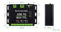 Waveshare Industrial USB 8CH TTL Converter Development Board USB UART Sirkuit Perlindungan Multi