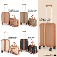 Set Koper PU Lembut 4 Buah Gaya Retro dengan 3 Koper & 1 Tas Travel Kapasitas Besar MOQ Rendah Stok Siap Kirim untuk Merek E-commerce