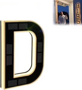 Lampes solaires LED étanches, numéros de maison LED - Design moderne noir pour une utilisation en extérieur, pour jardin, cour, rue, décoration de la maison - Product Image 4