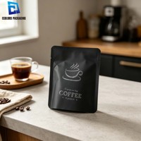 Sachets de café en aluminium mat noir scellés sur 3 côtés, personnalisables en usine, 5g 10g, petits emballages en plastique