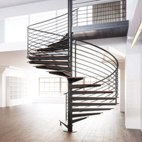 Système d'escalier moderne de luxe en bois massif à marches en spirale pour intérieur