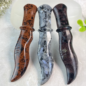 Cuchillo de Obsidiana de Cristal Natural Tallado a Mano al por Mayor, Modelo de Espada Malaya, Decoración Única de Estilo Feng Shui, Regalo - Product Image 5