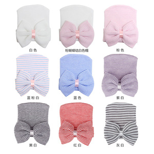 RTS新生儿医院帽子婴儿帽子带蝴蝶结柔软可爱托儿所豆豆帽子 - Product Image 3