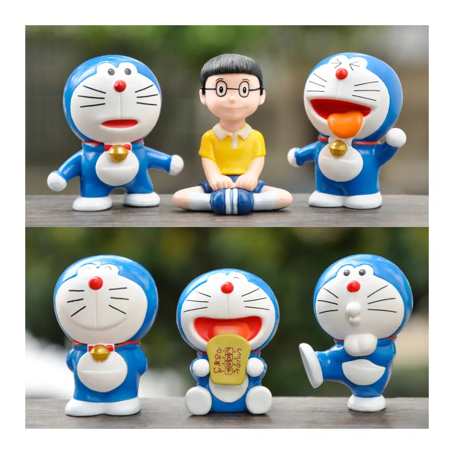 6 adet/Set japon animesi Kawaii koleksiyonu japonya Anime mikro özelleştirilmiş PVC Doraemon aksiyon figürleri oyuncaklar