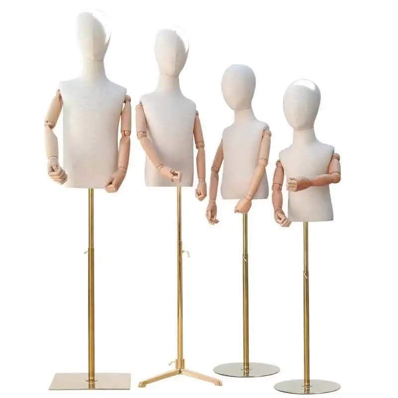 Tailoring Half Body Torso Child Display Mannequin Realistic Stand Mannequin with Wooden Arms Dress Maker Women for Children S,M