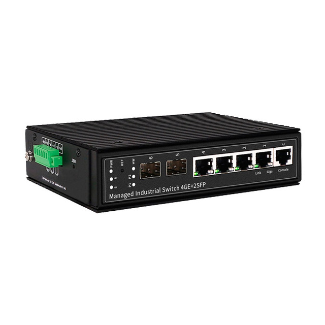 Industrial DIN-Rail Full Gigabit 4 Port L2+ Managed PoE Switch  AF/AT/BT 9OW with 2 SFP Fiber Slot VLAN Switch