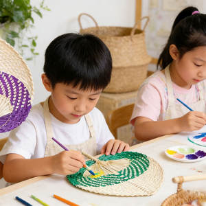 Ventilateur <span class=keywords><strong>mural</strong></span> artisanal en bambou à motif <span class=keywords><strong>ethnique</strong></span> bohème, décoration murale lavable pour salon/chambre - Product Image 6