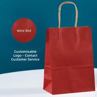 Sac en papier kraft simple personnalisable pour desserts et thés au lait, sac de courses à poignée, épaissi, vente en gros
