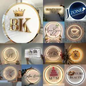 Enseigne de salon <span class=keywords><strong>LED</strong></span> ronde personnalisée en acrylique rétroéclairé pour réception de beauté et décoration murale commerciale - Product Image 6