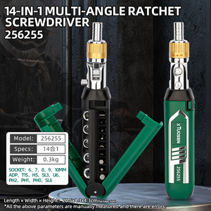 Portable <b>Screwdriver</b> <b>Set</b> Ratchet High Torque Multi-angle Slotted Chrome Vanadium Steel Insulated 14-in-1 for Industrial Diy - Product Image 2