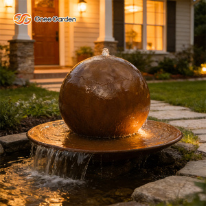 Fontaine à eau en acier corten personnalisable GNEE, rouge rouillé, résistante aux intempéries, moderne, pour jardin extérieur, montage au sol - Product Image 3