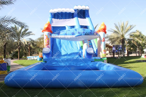 <span class=keywords><strong>Scivolo</strong></span> d'acqua gonfiabile per adulti e bambini con piscina con il pesce di mare. - Product Image 4
