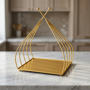 Candelabro de Metal Geométrico Dorado, Decoración Nórdica para el Hogar, Diseño Duradero - Product Image 1
