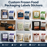 Étiquettes d'emballage pour viande en BOPP imperméables, impression personnalisée, adhésives, qualité congélation, en rouleau, pour produits alimentaires congelés