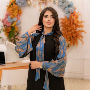 Nuovo abito musulmano elegante Abaya <span class=keywords><strong>medio</strong></span>-orientale da donna con cuciture a diamanti a colori a contrasto - Product Image 4