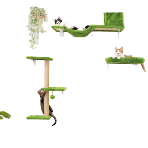 Set Perabotan Kucing yang Stabil dan Aman, Dinding Panjat Kayu dengan Tiang Garukan, Jembatan dan Tempat Tidur, Rak Dinding untuk Kucing, Garukan Kucing - Product Image 6