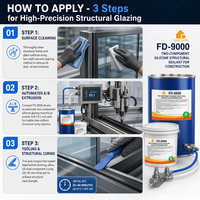 Scellant silicone neutre FEIDU FD-9000 pour la construction de murs-rideaux - Adhérence forte et durable, non toxique, durcissement rapide