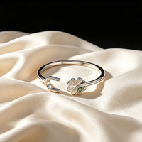 Bague ajustable Damila en argent sterling 925, bijoux fins, pour filles, avec pierre, zircon, trèfle, pas cher