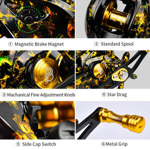Carrete de Pesca Baitcasting de Colores Llamativos para Agua Salada y Dulce Arrastre Máximo 8KG Ligero para Surfcasting - Product Image 3