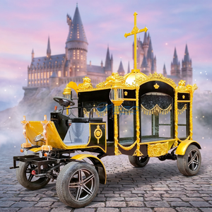 Cercueil électrique traditionnel de style européen noir, type char funéraire à chevaux, avec remorque, en promotion pour transport spécial - Product Image 1