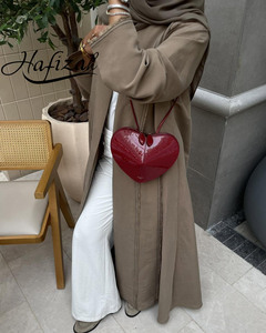 Hafizah Nova Abaya Marrom com Franjas, Cardigã Longo Simples e Elegante para Mulheres Muçulmanas, Atacado - Product Image 1
