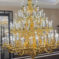 Grand lustre en cristal doré à plusieurs niveaux, grande suspension lumineuse pour villa, salle de banquet, décoration de plafond haut