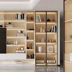 Modern LED <b>TV</b> <b>Cabinet</b> Stand Luxury Wall Mounted <b>Floating</b> Wooden Living Room Furniture for Hotel Use - Product Image 2