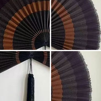 Ventilateur mural en bambou noir industriel, décoration murale à franges contrastées bicolores, écologique, taille personnalisée, OEM, vente en gros