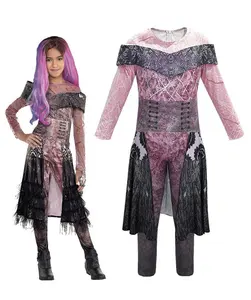 Girls Descendants 3 Audrey Mal Costume Jumpsuit Halloween Kids Book Week Cosplay disfraz fancy dres
