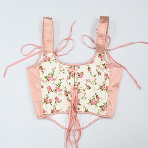 Corsé Estilo Retro Francés, Prenda Moldeadora con Estampado de Rosas Románticas, Body con Tirantes de Lazo - Product Image 4