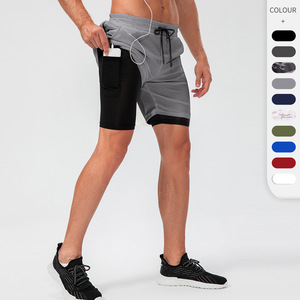 Pantalones Cortos Deportivos 2 en 1 para Hombre, <span class=keywords><strong>de</strong></span> Compresión, para Entrenamiento, con Logotipo Personalizado Yutuo, <span class=keywords><strong>de</strong></span> Alta Calidad, con Bolsillos - Product Image 1