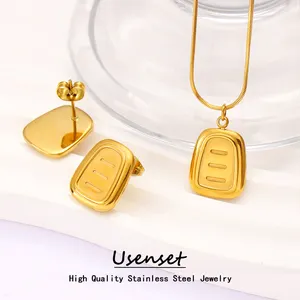 Usenset đặc biệt hình học sọc kim loại trang sức đặt chống nước vàng 18K PVD mạ thép không gỉ Trung Quốc làm đồ trang sức