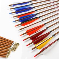 Flèche de tir à l'arc Linkboy 4'' en plumes de dinde, 32 pouces, couleur bois, pointe en acier carbone pur, pour le tir et la chasse
