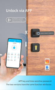 Maniglia per porta quadrata contemporanea con serratura e chiusura a chiave con leva per sbloccare a distanza <span class=keywords><strong>password</strong></span> per impronte digitali 5-in-1Lock - Product Image 5
