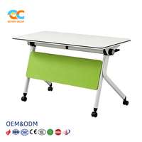 Table de formation mobile à plateau rabattable avec roulettes, panneau de discrétion vert, pour bureaux modulaires en U, réunions, formations et écoles
