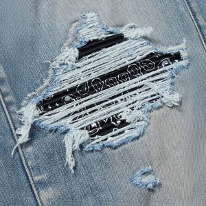 Nuevos Jeans Rectos Rotos para Hombre, Algodón de Alta Calidad, Transpirables, Lavado Desgastado, Parches de Colores, Estilo Urbano, Verano - Product Image 1