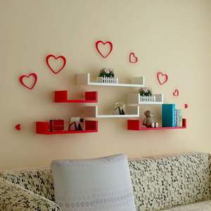 Étagère murale en bois à deux niveaux avec crochet en tissu Organisateur d'entrée Porte-manteaux Porte-clés Porte-courrier pour le salon - Product Image 4