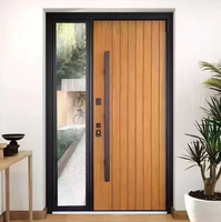 Porte d'entrée extérieure classique française en bois massif double sur mesure de luxe avec verre à effet d'eau