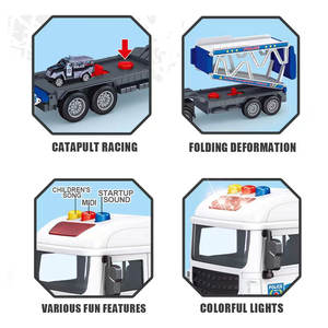 Camión de Juguete Plegable Estilo Militar y Policía Verde, Coches de Fricción de Plástico para Niños <span class=keywords><strong>con</strong></span> Mini Coche en el Interior - Product Image 6