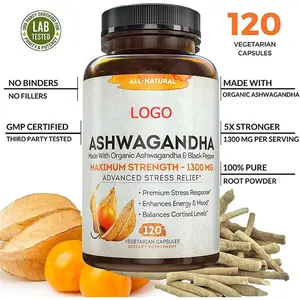 Fórmula de estrés y ansiedad Ashwagandha Cápsulas 500-1300mg Ashwagandha suplemento herbal