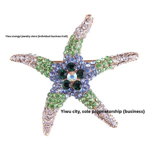 Broche de Estrela-do-mar Vintage Transfronteiriço em Liga com Strass para Mulheres, Design de Nicho de Alta Qualidade, Atacado <span class=keywords><strong>DIY</strong></span>, Alfinete para Terno e Corsage - Product Image 5