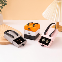 Boîte cadeau écologique en carton ondulé personnalisée en gros, auto-assemblable, avec poignée, pour bagues, boucles d'oreilles, bracelets