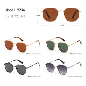 Unisex <b>Rectangle</b> Metal Frame <b>Sunglasses</b> <b>Black</b> Lens UV400 Protection Full Rim Style for Adults - Product Image 3
