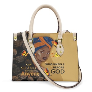 2024 diseñador exclusivo personalizado afroamericano Afro Girl patrón de arte afroamericano de alta calidad impermeable señoras Pu bolso - Product Image 1