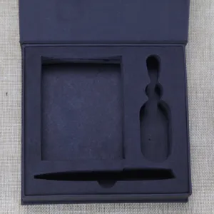 절묘한 고급 고급 펜 노트북 잉크 고정 세트 패키지 상자 고전적인 검은 색 단단한 종이 상자 (eva 내부 트레이 포함)