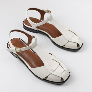 Nuevas Sandalias de <span class=keywords><strong>Mujer</strong></span> más Vendidas, Zapatos Negros de Suela Plana con Punta Redonda a la Moda en Venta Caliente - Product Image 3