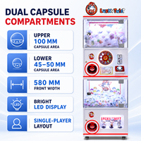 Machine à capsules pour un joueur avec cabinet en métal et acrylique et distributeur de jouets en capsules pour les propriétaires de centres de divertissement familial (FEC) et les zones de jeux des centres commerciaux