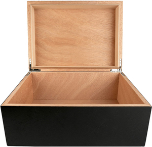 Large Wooden Box with Hinged Lid - Black Stash Wooden Storage Box - Decorative boxes with lids