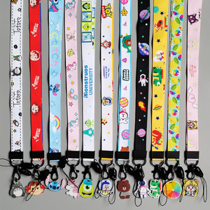 Lanière de téléphone portable écologique à la mode mignon dessin animé école utiliser cou pendentif suspendu large plat tissé bande carte Polyester - Product Image 2